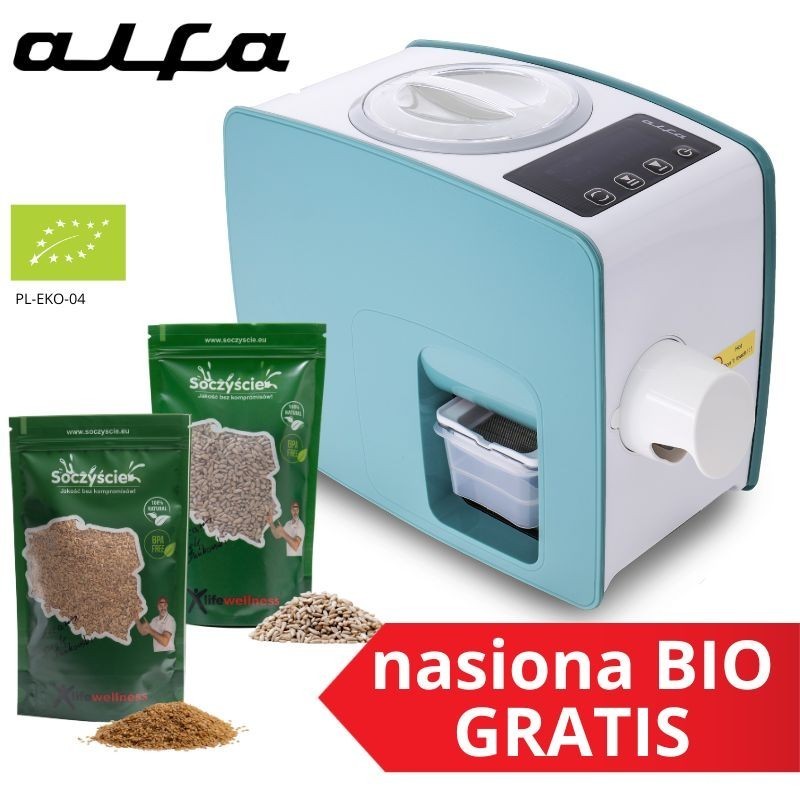 Prasa do oleju Alfa VII generacji len w turkusie